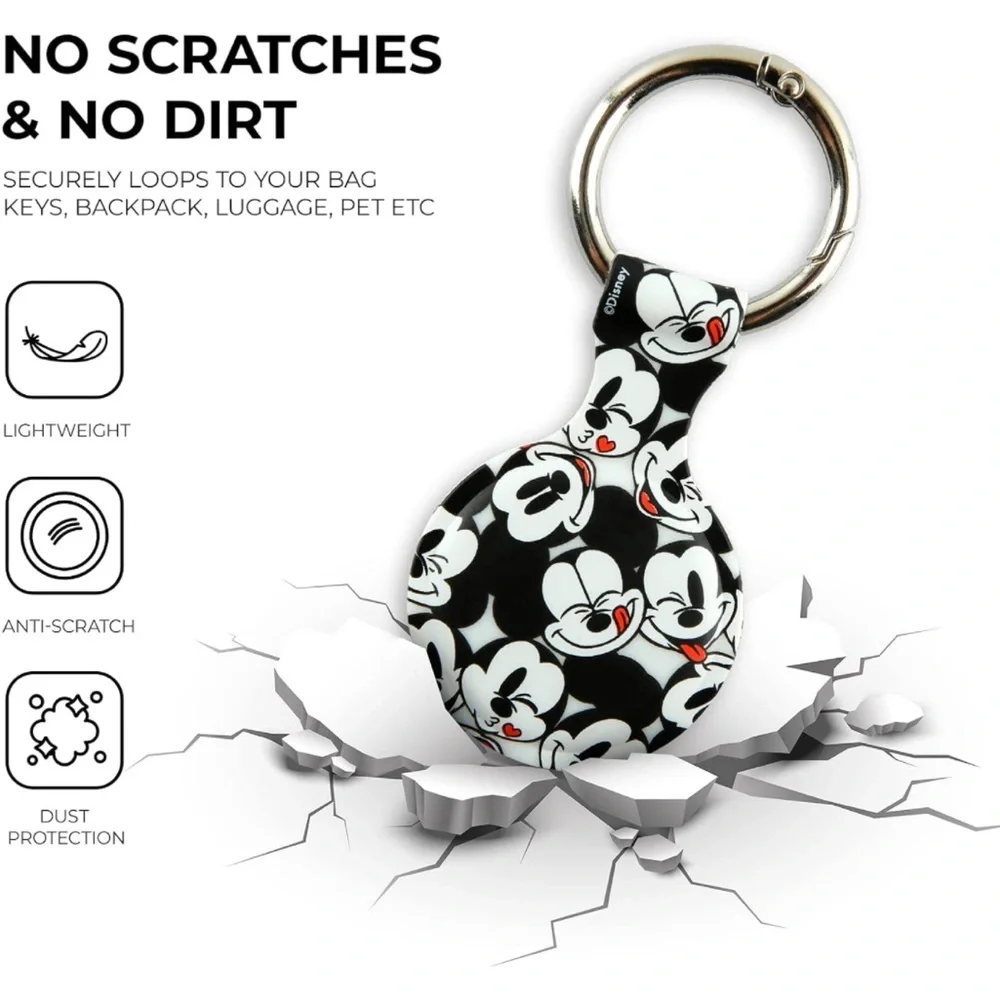 Disney Apple AirTag Mickey Mouse Holder - Protective Tracker with Keychain